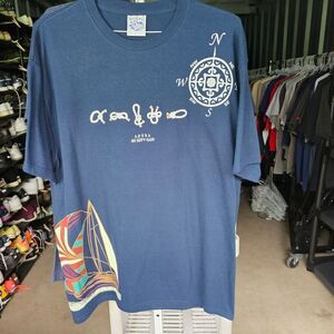 Nautica Blue Short Sleeve Tee with Compass Design